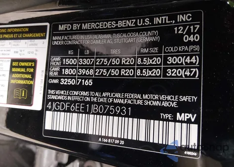 2018 Mercedes-Benz Gls 450 4Matic z USA, uszkodzony, nr VIN 4JGDF6EE1JB075931